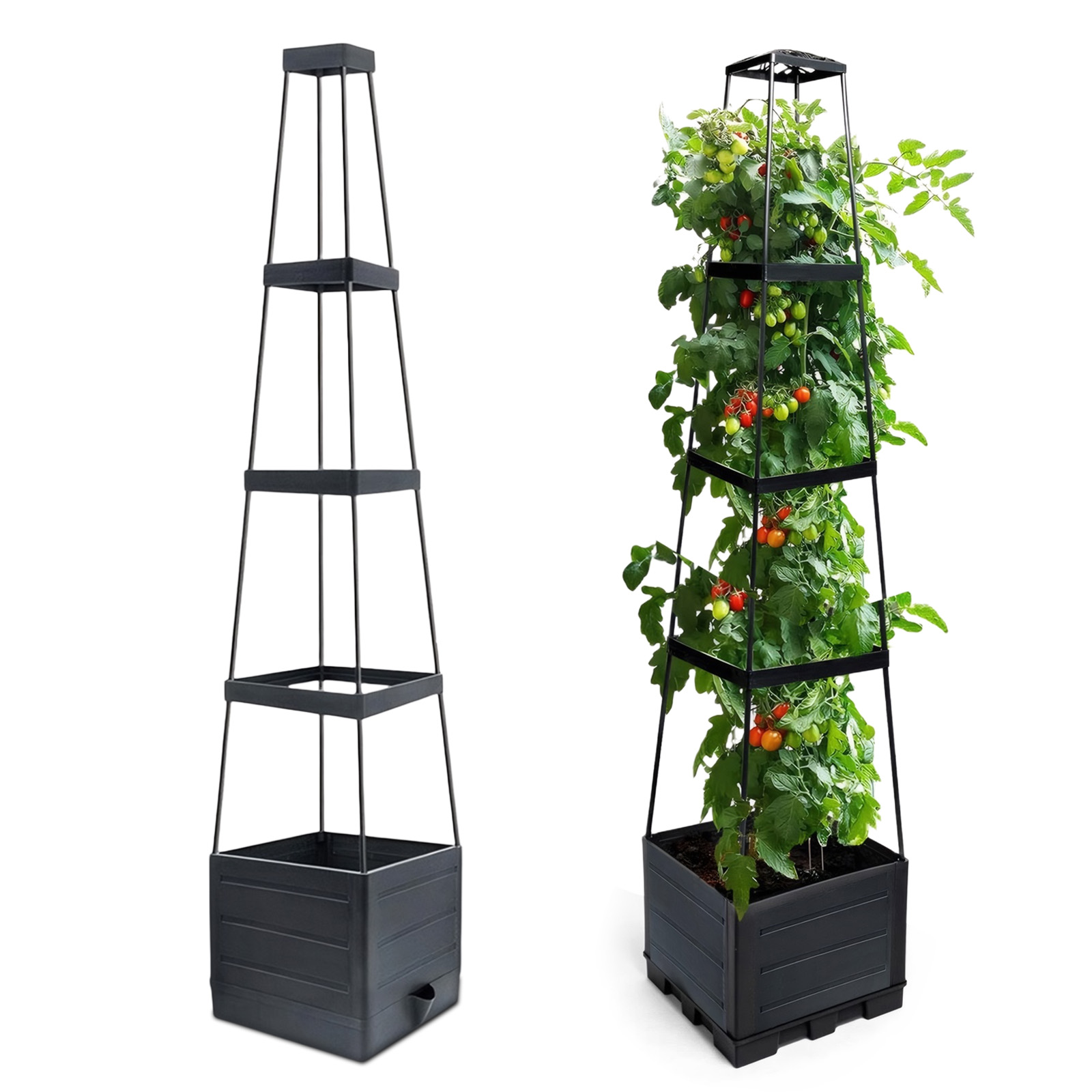 Self-Watering Planter - صندوق زراعة مرتفع مع سياج للنباتات،