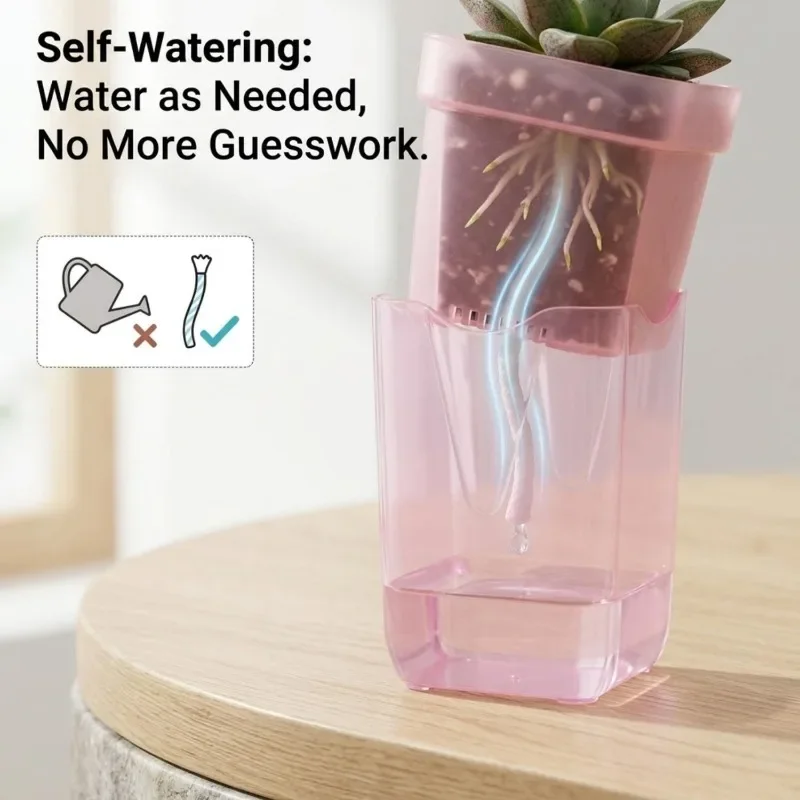 أواني زراعة شفافة وردية ذاتية  - مراجعة Self-Watering Planter وسعره